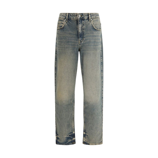 Blue Cotton Straight-Leg Jeans