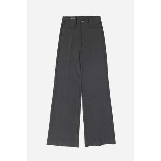 Gray Polyester Casual Pants
