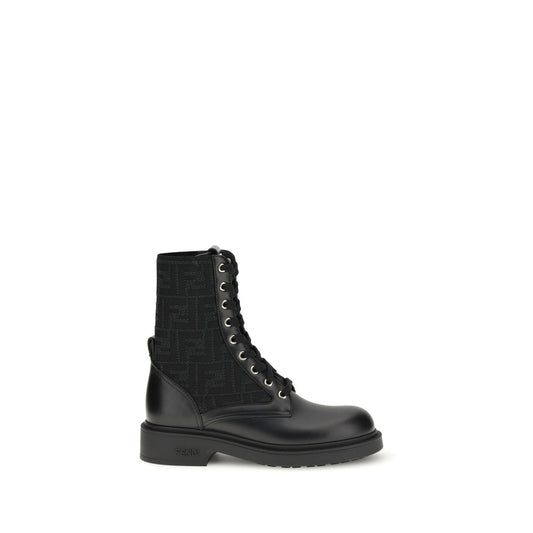 Black Calf Leather Bos Taurus Lace-Up Boots