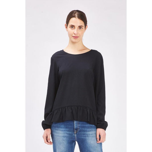 Black Polyester Long Sleeve T-Shirt