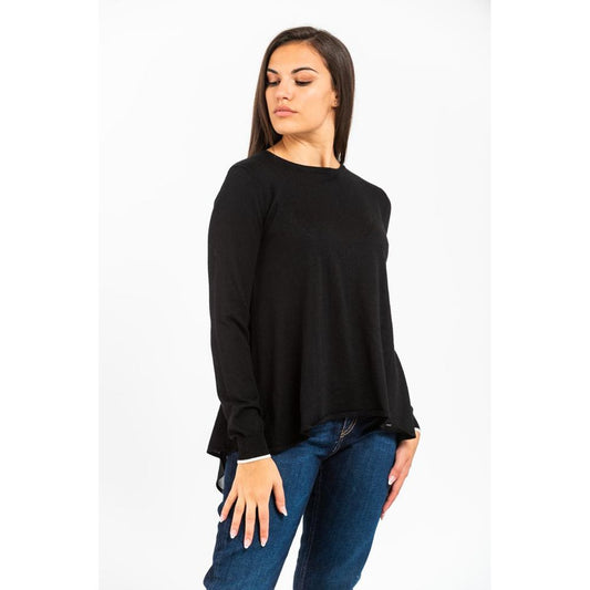 Black Viscose Long Sleeve T-Shirt