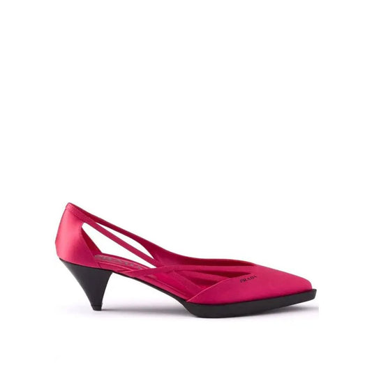 Multicolor Silk Mid Heel Pumps