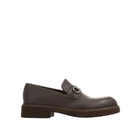 Brown Calfskin Slip-On Loafers