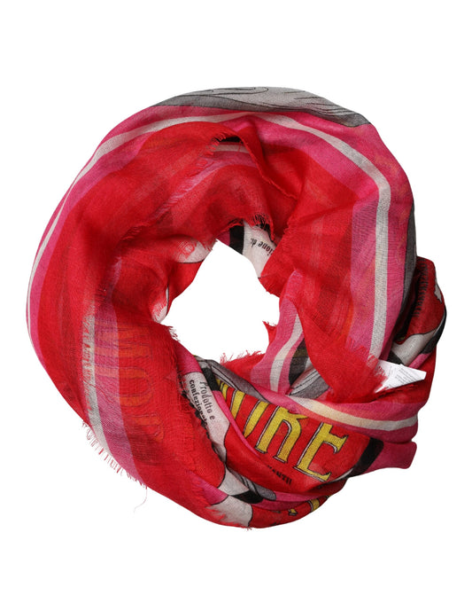 Pink DG Amore Print Neck Square Shawl 140cm x 135cm Scarf