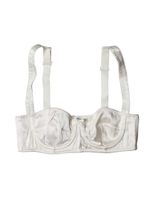 White Silk Satin Underwire Bra Semi Pad Underwear