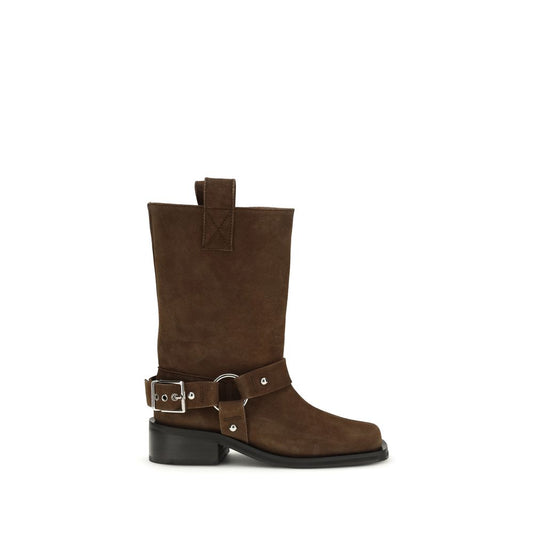 Brown Recycled Leather Lace-Up Boots