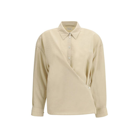 Beige Silk Dress Shirt
