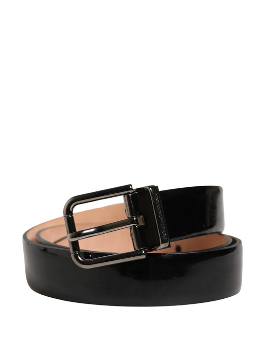 Men Black Classic Leather Metal Buckle Belt