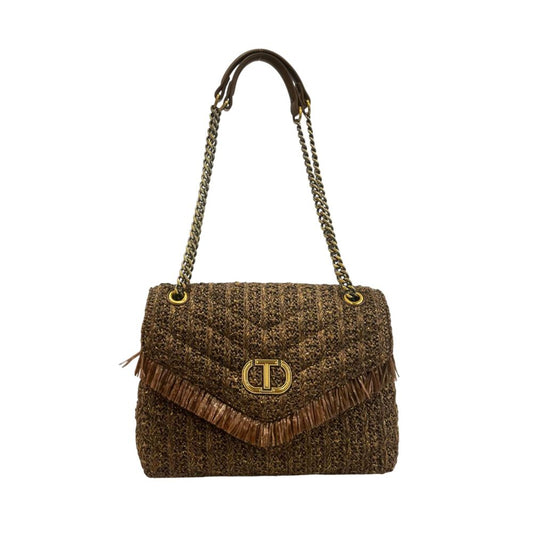 Brown Polypropylene Women Crossbody Bag