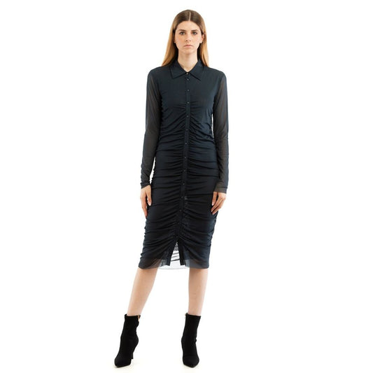 Blue Polyester Casual Dress