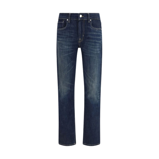 Blue Cotton Flared Jeans