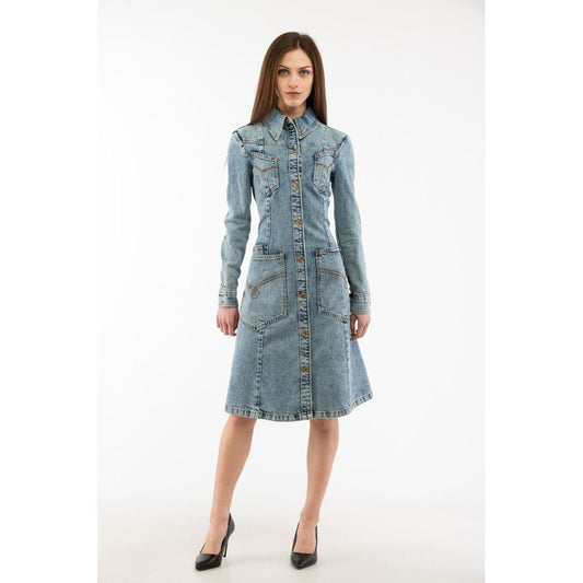 Blue Cotton Casual Dress