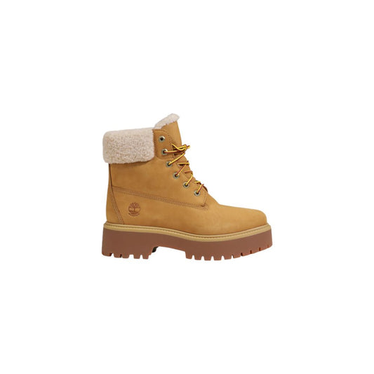 Beige Recycled Leather Lace-Up Boots