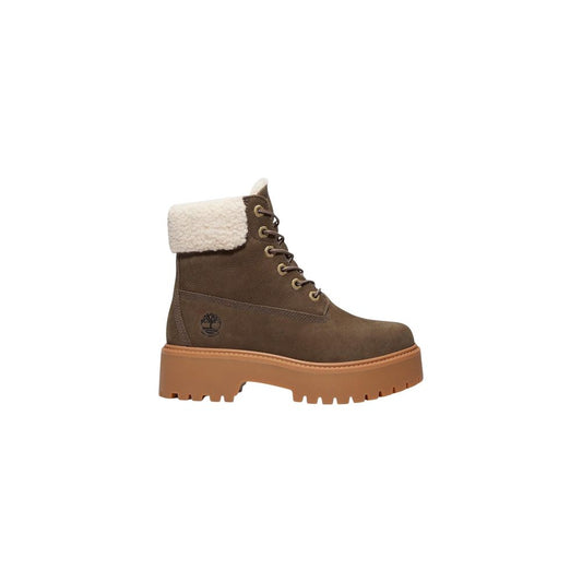 Brown Recycled Leather Lace-Up Boots