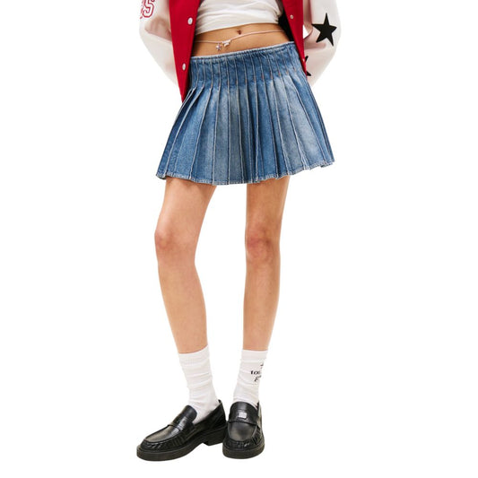 Blue Recycled Cotton Mini Skirt