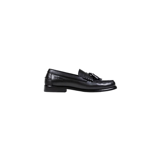 Black Leather Slip-On Loafers