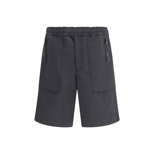 Black Polyester Bermuda Shorts