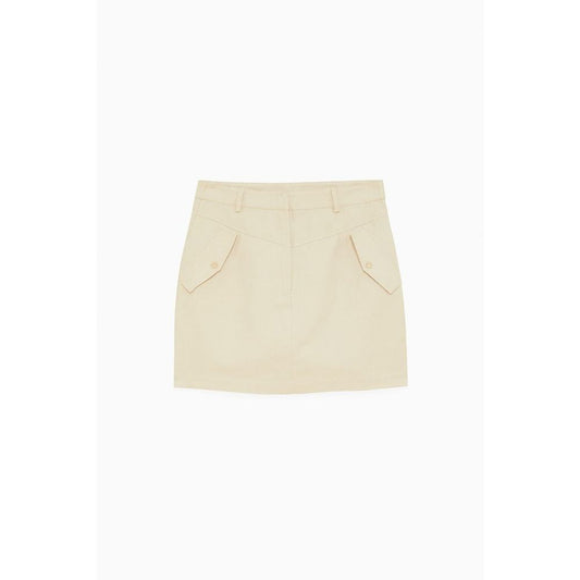 Beige Cotton Mini Skirt