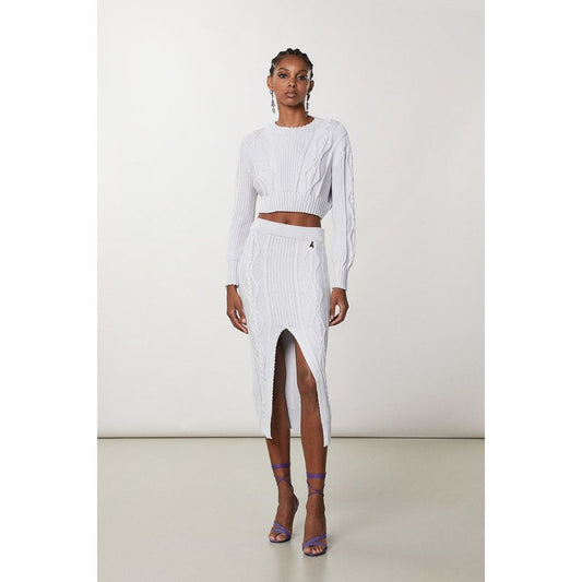 White Viscose Midi Skirt