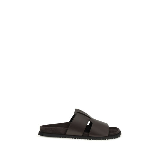 Brown Calf Leather Bos Taurus Flat Sandals