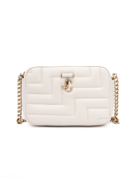 White Leather Avenue Camera Crossbody Bag