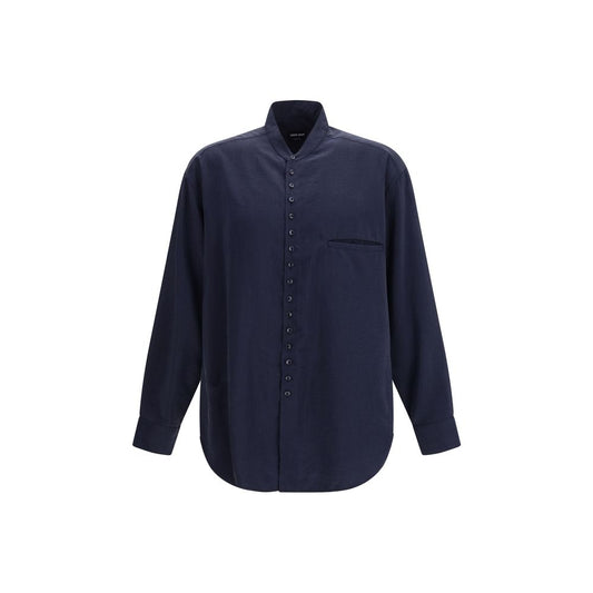 Blue Silk Dress Shirt