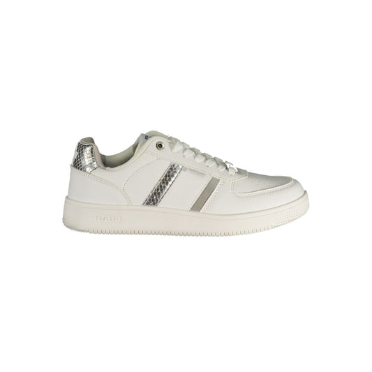 White Polyester Athletic Sneakers