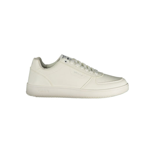 White Polyester Athletic Sneakers