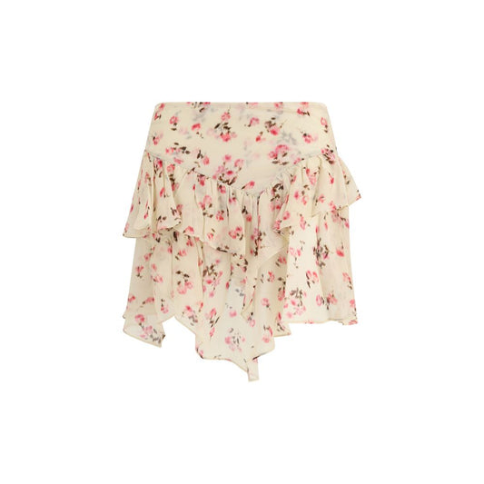 Beige Viscose Mini Skirt
