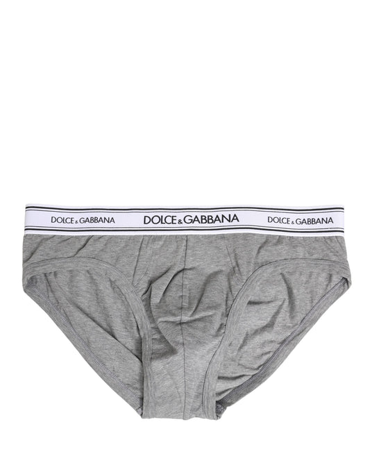 Gray Logo Waistband Men Midi Brief Underwear