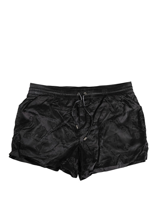 Black Logo Drawstring Beachwear Shorts Swimwear