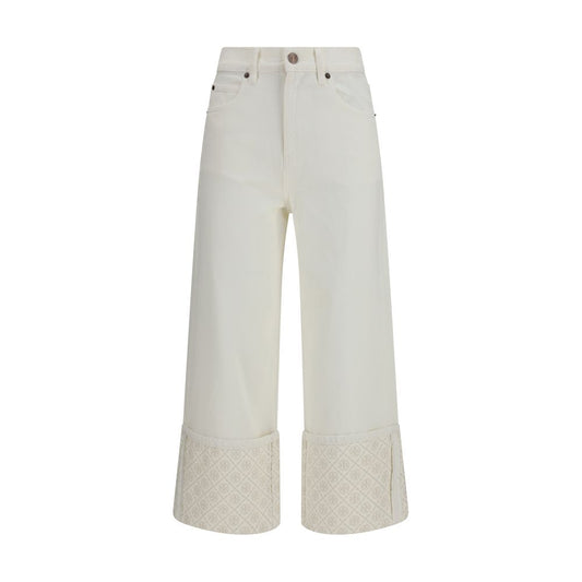 White Cotton Straight-Leg Jeans