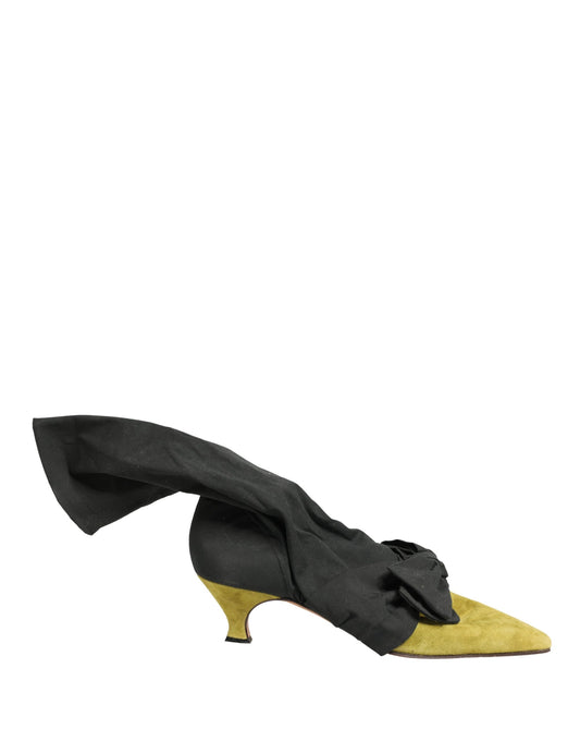 Black Yellow Suede Boots Shoes