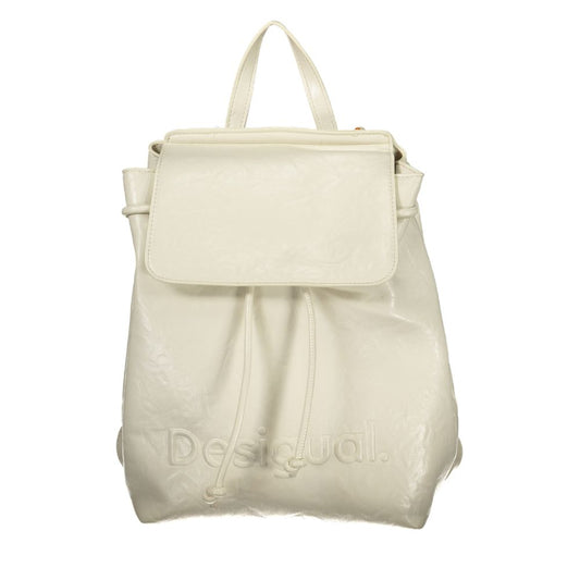 Ecru Polyurethane Women Backpack