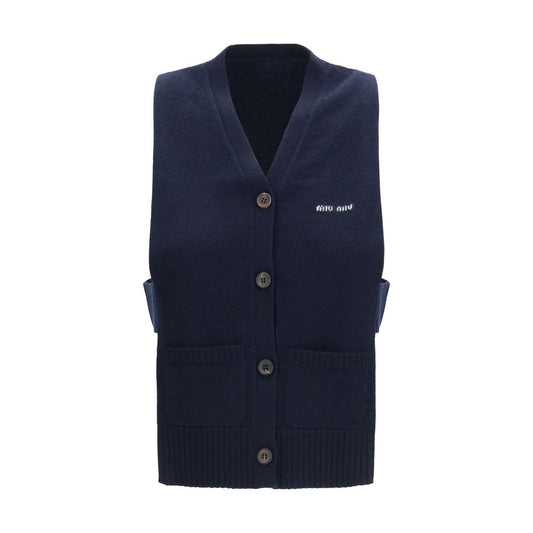 Blue Cashmere Sleeveles Sweater