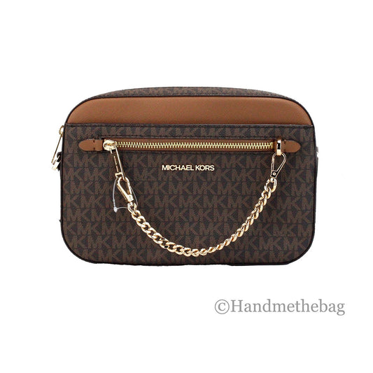 Michael Kors Women'S Jet Set Signature PVC Crossbody Bag, Brown