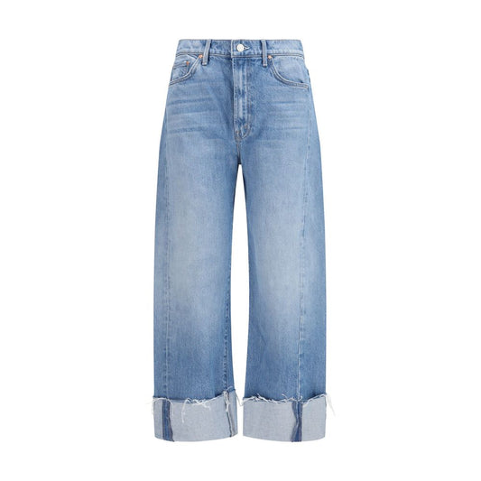 Blue Cotton Cropped Jeans
