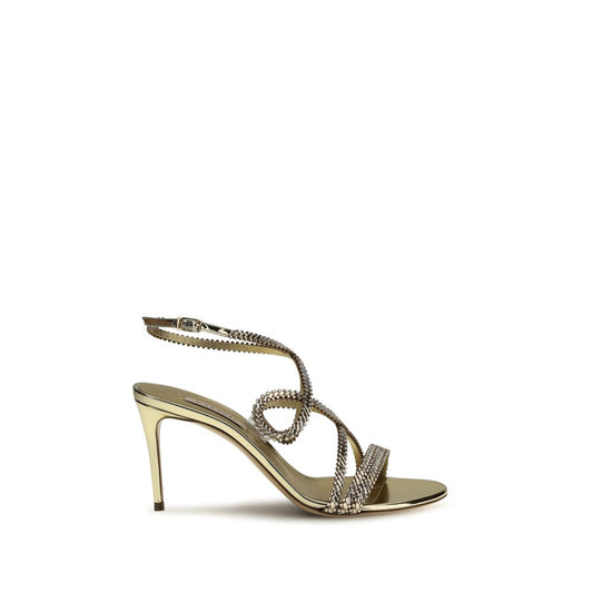 Gold Calf Leather Bos Taurus Stiletto Heel Sandals