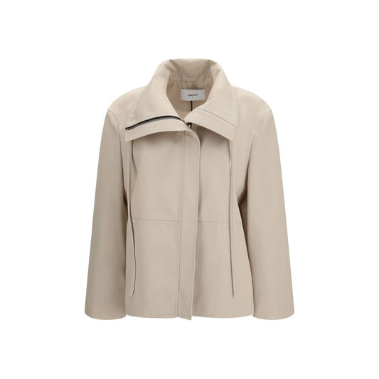 Beige Polyester Full-Length Jacket