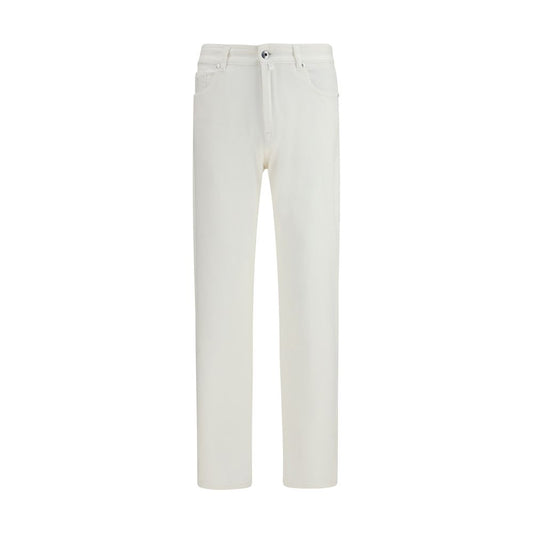 White Cotton Straight-Leg Jeans