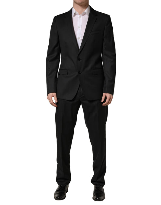 Black Wool 2 Buttons Formal 2 Piece Suit
