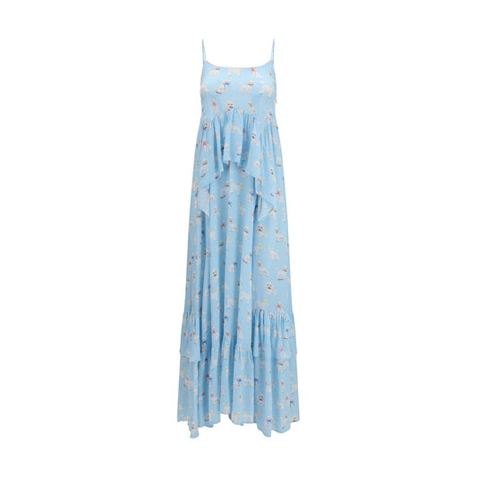 Blue Viscose Long Dress