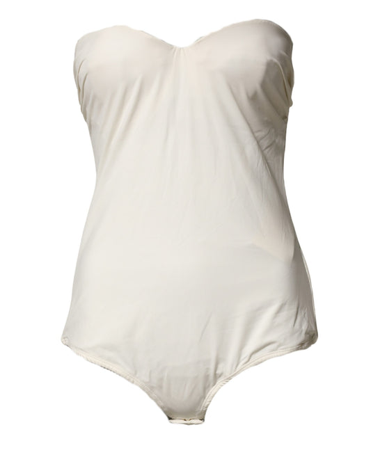 Off White Strapless One Piece Swimsuit Swimwear