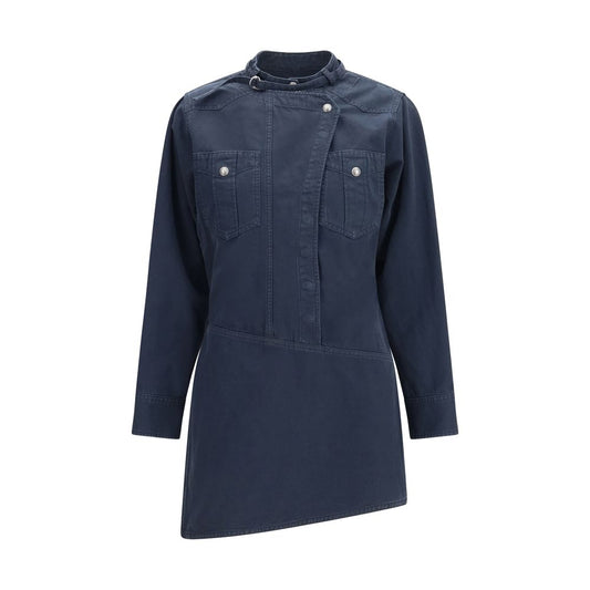 Blue Cotton Casual Dress