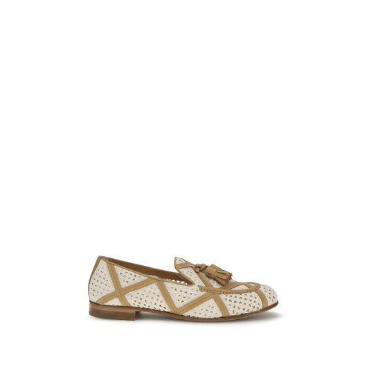 Beige Linen Slip-On Loafers