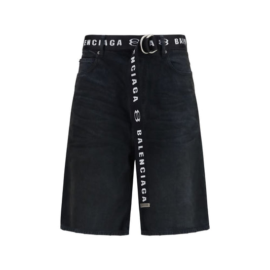 Black Cotton Bermuda Shorts