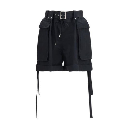 Black Cotton Bermuda Shorts