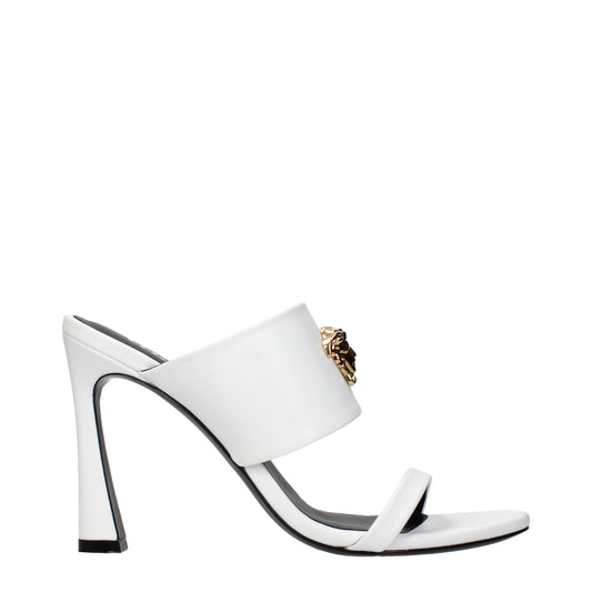 White Leather Stiletto Heel Sandals