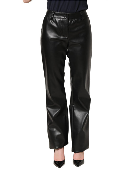 Black PU Leather High Waisted Trouser Pants
