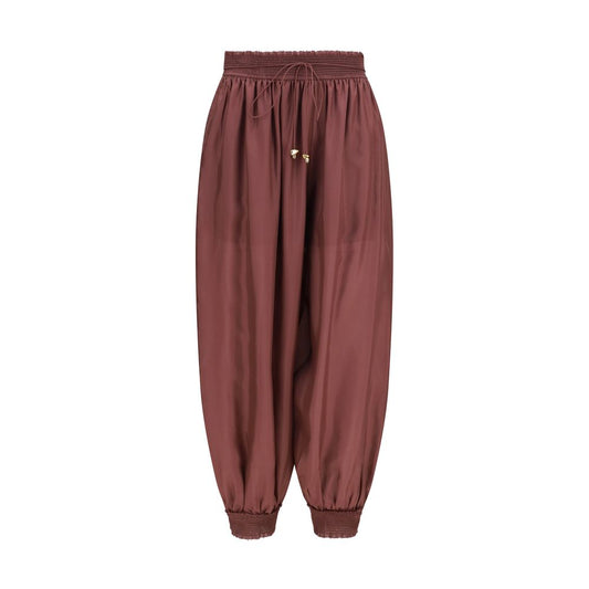 Bordeaux Silk Casual Pants